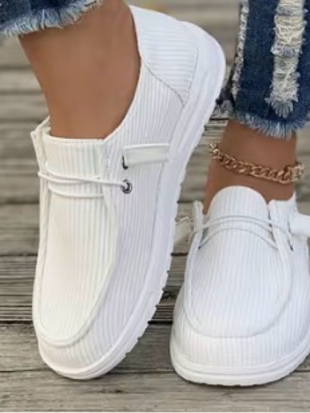 Classic Women's White Slip-On Casual Sneakers